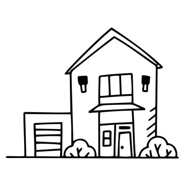 Vektör çizimi Küçük evin el çizimi Doodle el çizimi çocuklar için komik elementler