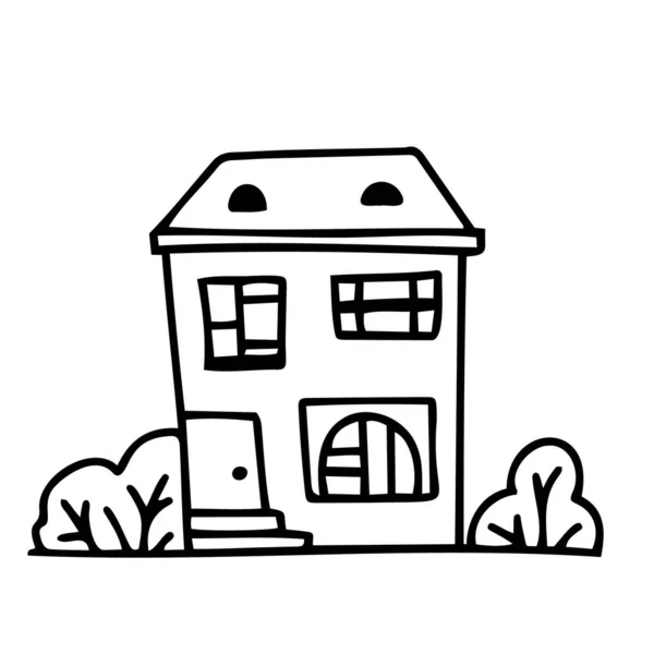 Vector Doodle Hand Drawn Tiny Home Digital Design Vector House — Stock Vector