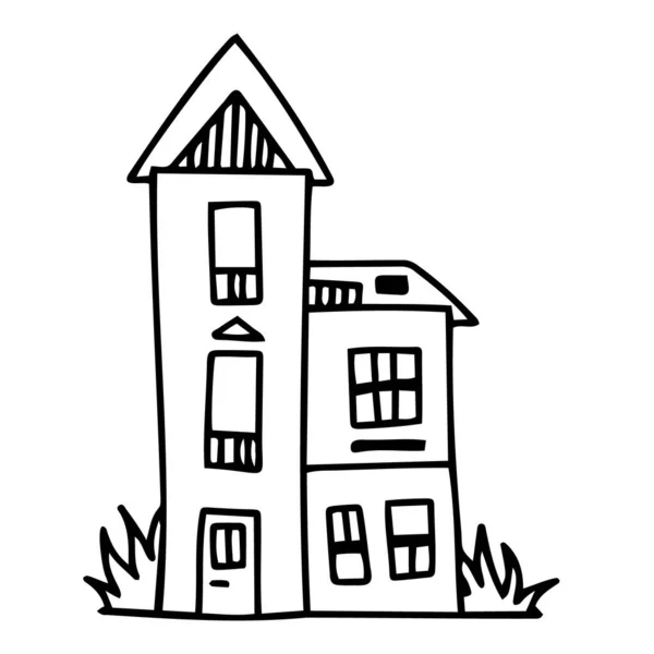 Εικονογράφηση Διάνυσμα Χέρι Σκίτσο Του Μικροσκοπικού Σπιτιού Doodle Ζωγραφισμένα Στο — Διανυσματικό Αρχείο
