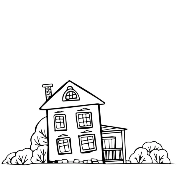 Vektor Illustration Handzeichnung Skizze Von Winzigen Haus Doodle Handgezeichnete Lustige — Stockvektor