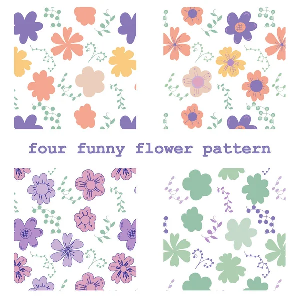 Padrão Floral Vetorial Estilo Doodle Com Flores Folhas Gentil Fundo — Vetor de Stock