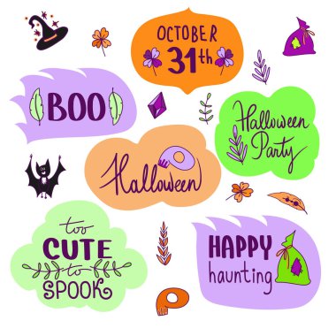 Cadılar Bayramı harfleri dizaynı. Cadılar bayramın kutlu olsun. Selamlama vektörü illüstrasyonu.