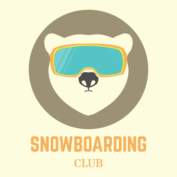 Beruang Kutub dengan kacamata Snowboard . - Stok Vektor
