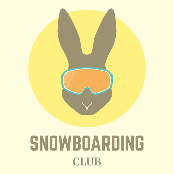 Kelinci dengan kacamata Snowboard . - Stok Vektor
