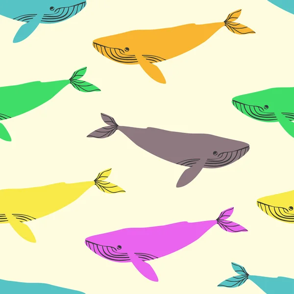 Problemfri mønster med blåhvaler . – Stock-vektor