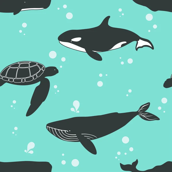 海洋动物的无缝图案. — 图库矢量图片