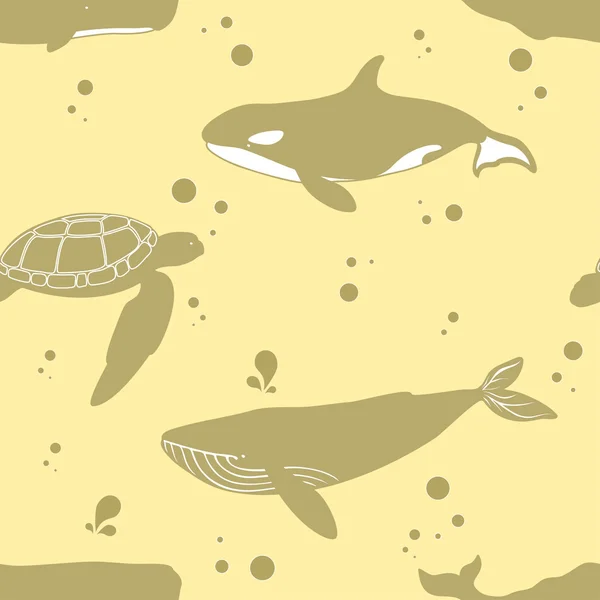 海の動物とのシームレスなパターン. — ストックベクタ