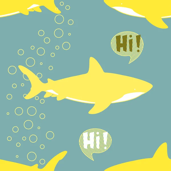 Modèle sans couture avec des requins mignons . — Image vectorielle