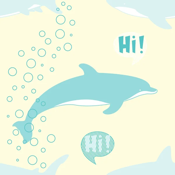 Saumaton kuvio söpö hai ja delfiini . — vektorikuva
