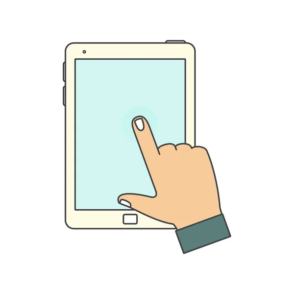 Hand touching blank screen. — Stock Photo, Image
