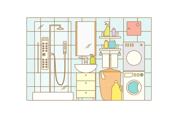 Vector Bathroom Interior. - Stok Vektor