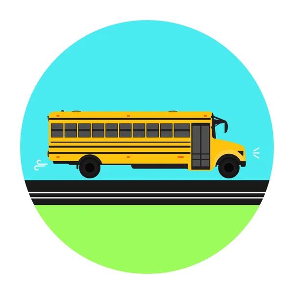 Bus scolaire jaune sur la route . — Image vectorielle