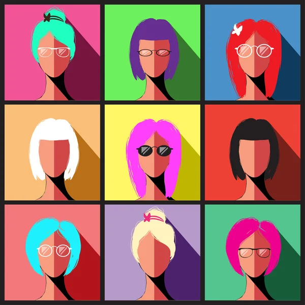 Conjunto de iconos de personas en estilo plano con caras — Vector de stock