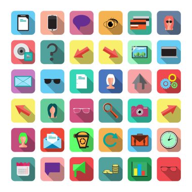 Düz simgeler kümesi.