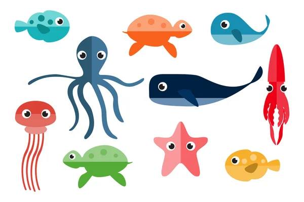 Υποβρύχια θαλάσσια ζώα. — Διανυσματικό Αρχείο