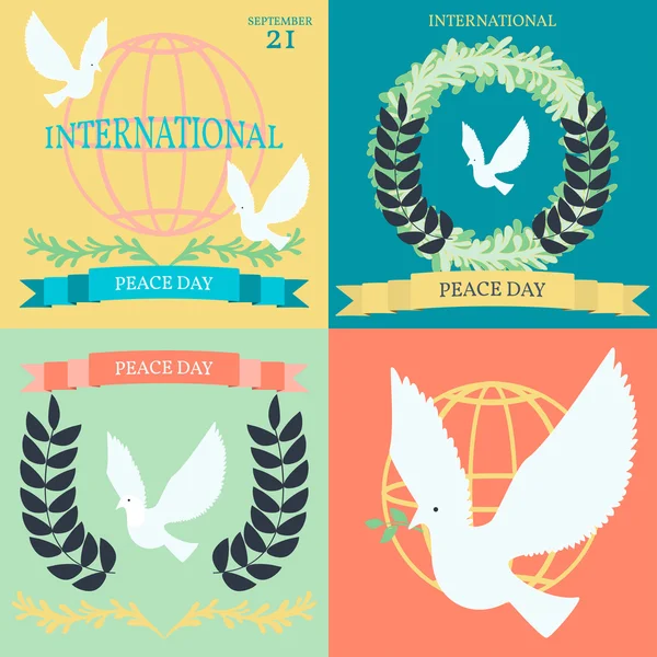 Poster antik untuk Hari Perdamaian Internasional - Stok Vektor