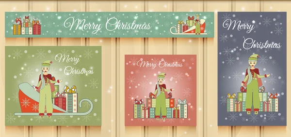 Conjunto de Natal de Banners Web . — Vetor de Stock