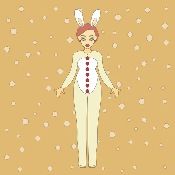 Jolie fille en costume de lapin . — Image vectorielle