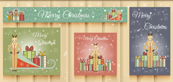 Conjunto de Natal de Banners Web . — Vetor de Stock