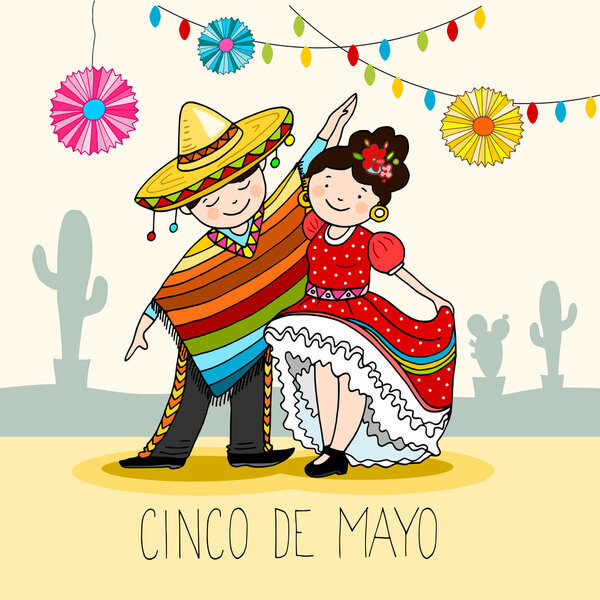 Mexican Dancers, greeting card for the for cinco de mayo holiday