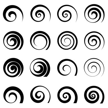 A set of swirl spiral elements clipart