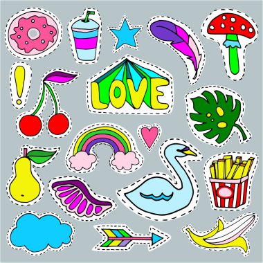 Çizgi film yama rozetleri ayarla, PIN rozetleri moda