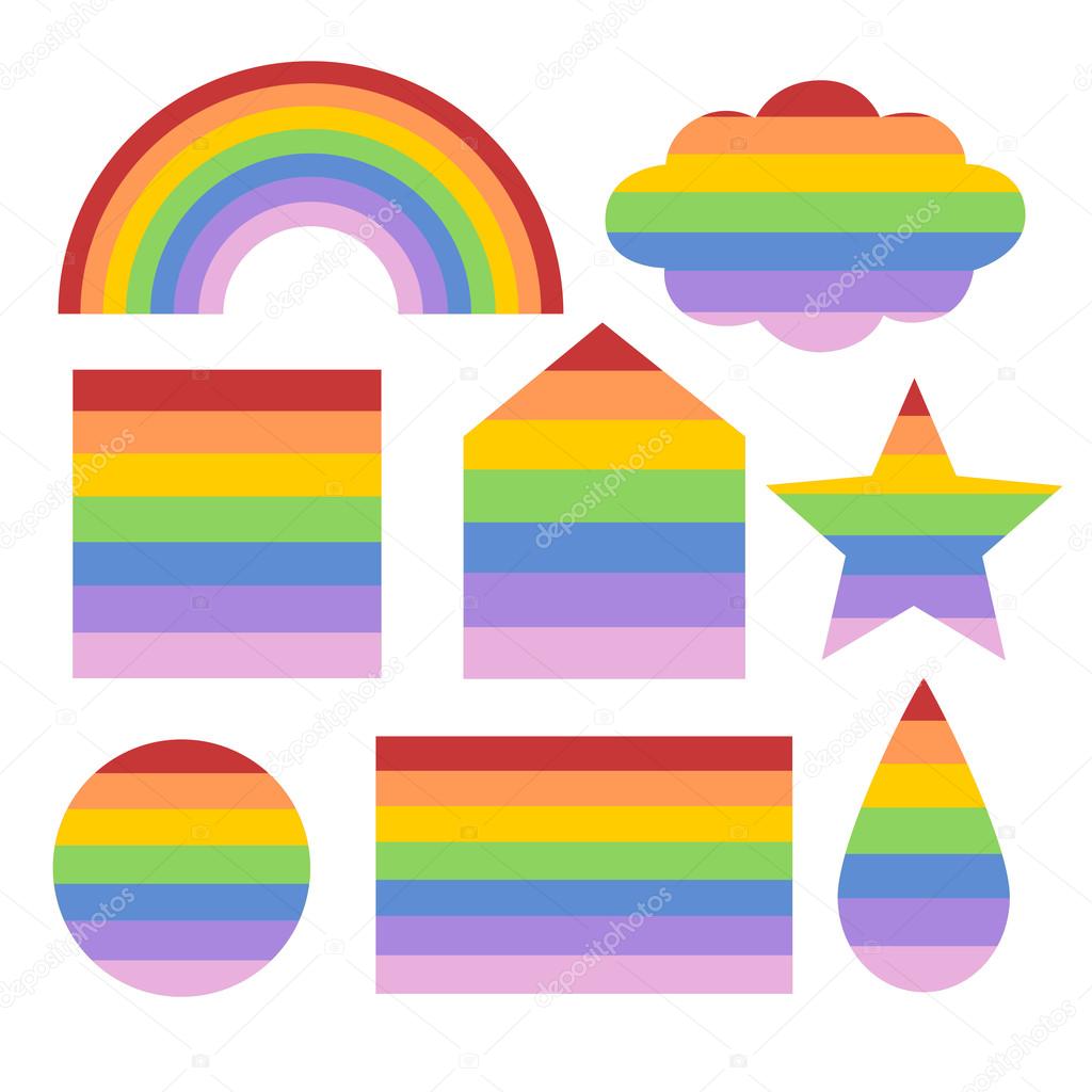 Set of rainbow shapes, elements, isolated vector objects