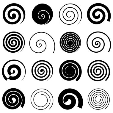 Basit spiraller, izole vektör grafik kümesi