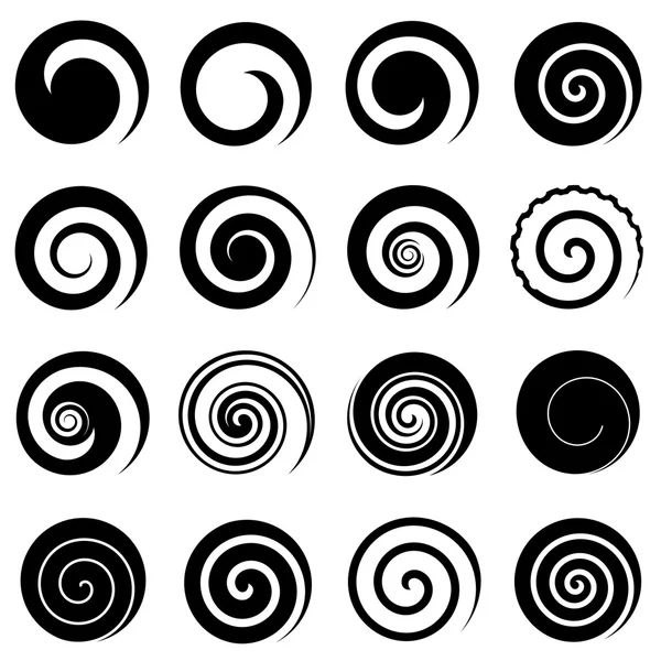 Set di spirali semplici, grafica vettoriale isolata — Vettoriale Stock