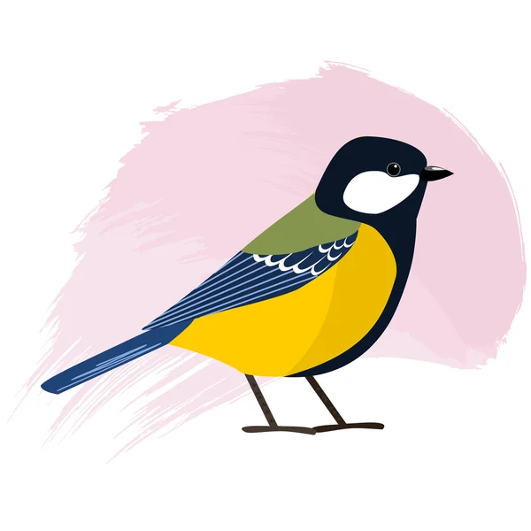 Great Tit avec fond rose, illustration vectorielle — Image vectorielle