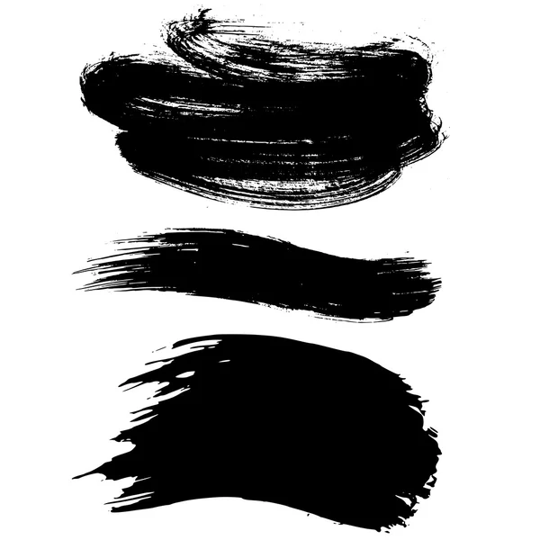 Three Brush Strokes, hand painted vector elements — Stock Vector