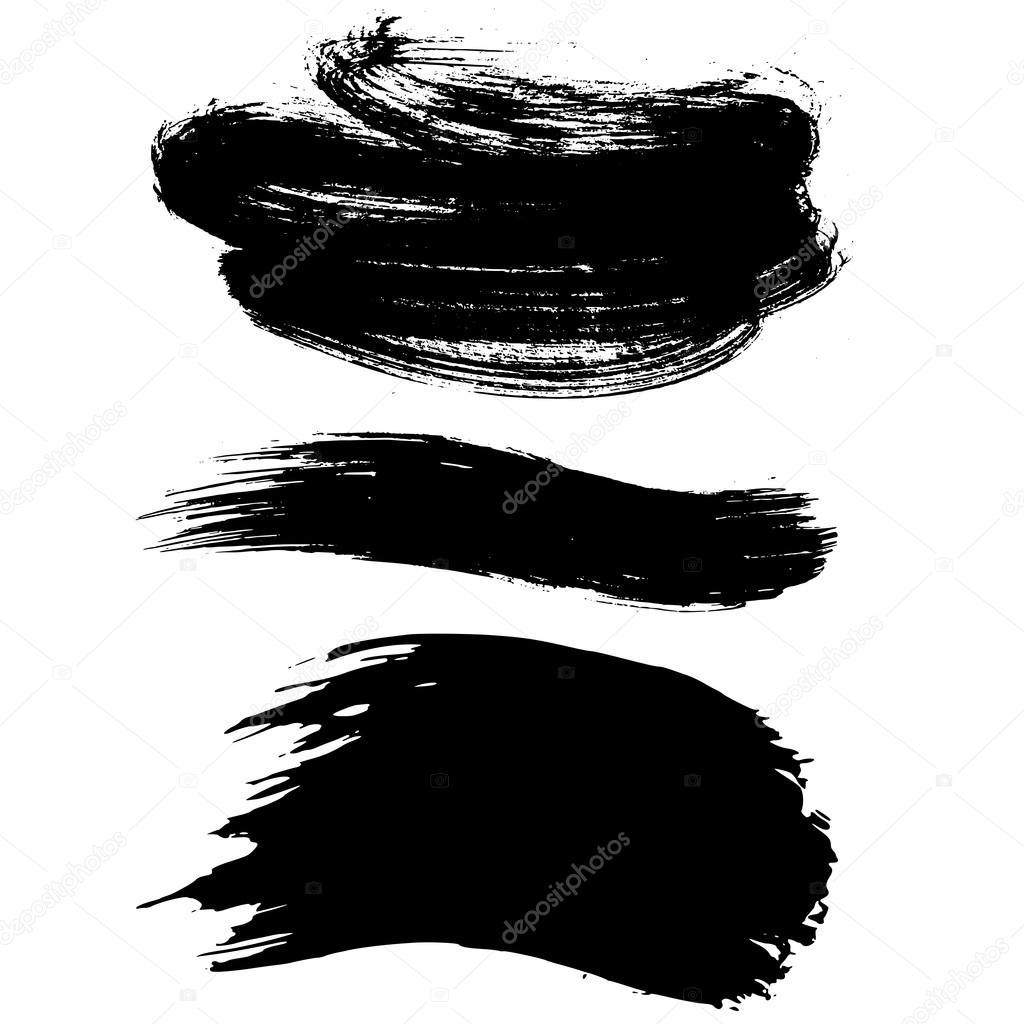 Three Brush Strokes, hand painted vector elements