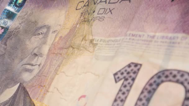 Toronto Kanada Ledna2021 Detailní Záběr Kanadské Desetidolarové Bankovky Můžete Vidět — Stock video