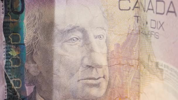 Toronto Canadá Enero 2021 Primer Plano Billete Canadiense Diez Dólares — Vídeo de stock
