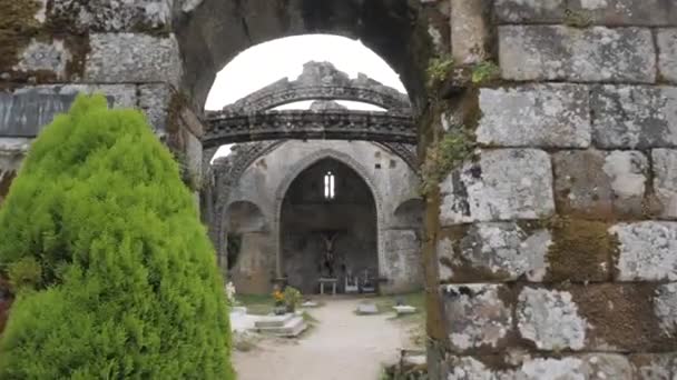 Dozo Cambados Galiçya Spanya Daki Santa Maria Kilisesinin Kalıntıları — Stok video