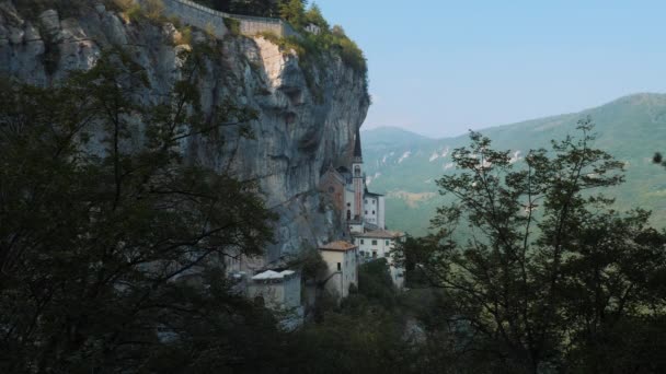 Santuário Madonna Della Corona Local Emblemático Norte Itália — Vídeo de Stock