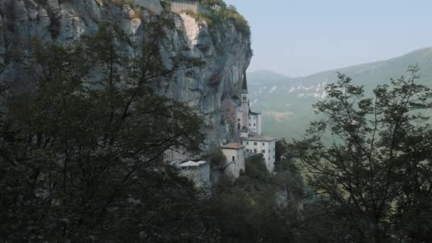 Santuário Madonna Della Corona Local Emblemático Norte Itália — Vídeo de Stock