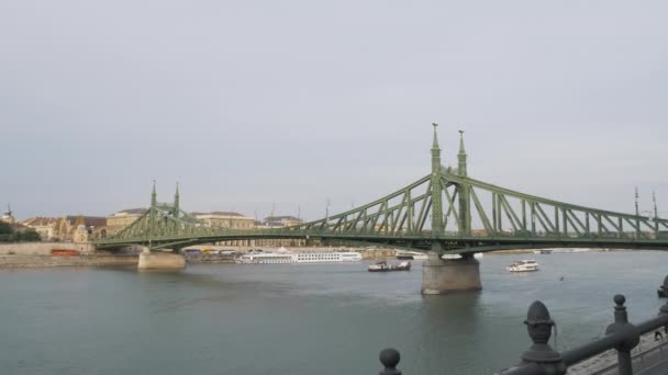 Liberty Bridge Central Budapest — Stock Video