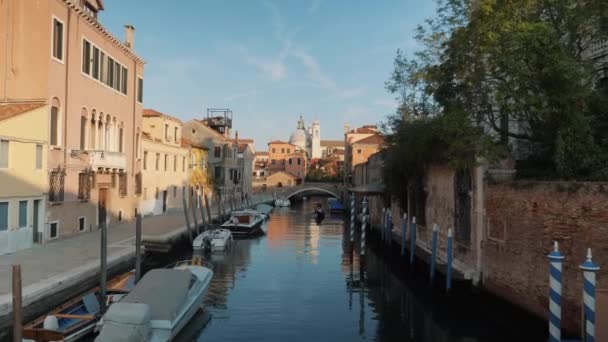 Canal Veneza Principais Canais Veneza Frequentados Por Turistas Gondoleiros — Vídeo de Stock