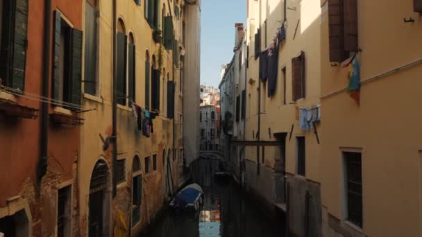 Canal Veneza Principais Canais Veneza Frequentados Por Turistas Gondoleiros — Vídeo de Stock