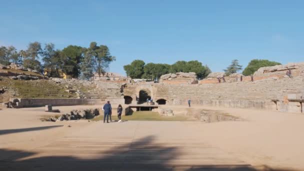 Római Amfiteátrum Itt Merida Spanyolország — Stock videók