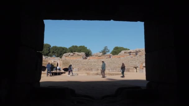 Római Amfiteátrum Itt Merida Spanyolország — Stock videók