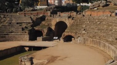 Merida 'nın Roma amfitiyatrosu. Extremadura 'nın başkenti, İspanya