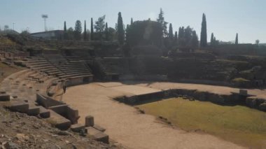 Merida 'nın Roma amfitiyatrosu. Extremadura 'nın başkenti, İspanya
