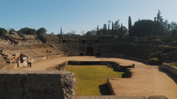 Ρωμαϊκό Αμφιθέατρο Της Μερίδας Πρωτεύουσα Της Εξτρεμαδούρα Ισπανία — Αρχείο Βίντεο