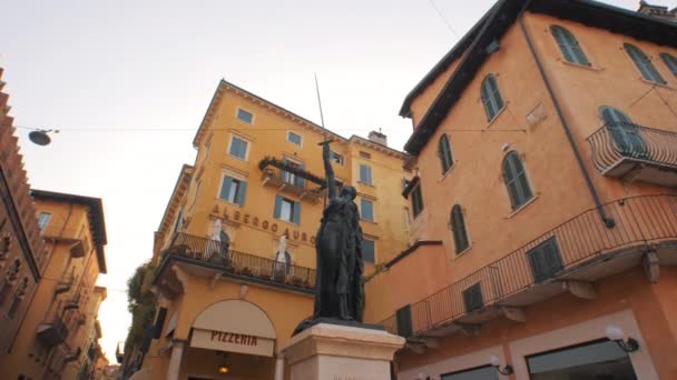 Vue Fantastique Célèbre Ville Touristique Vérone Italie Coucher Soleil — Video