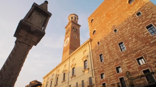 Verona Torre Lamberti Piazza Erbe Meydanı Verona Talya Stok Çekim 