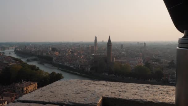 Fantastic View Famous Touristic City Verona Italy Sunset — Stock Video