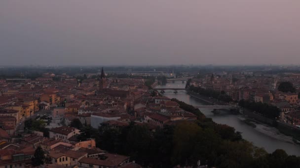 Fantastic View Famous Touristic City Verona Italy Sunset — Stock Video