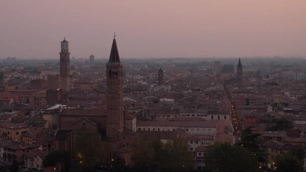 Günbatımında Talya Nın Ünlü Turistik Şehri Verona Nın Fantastik Manzarası Video Klip
